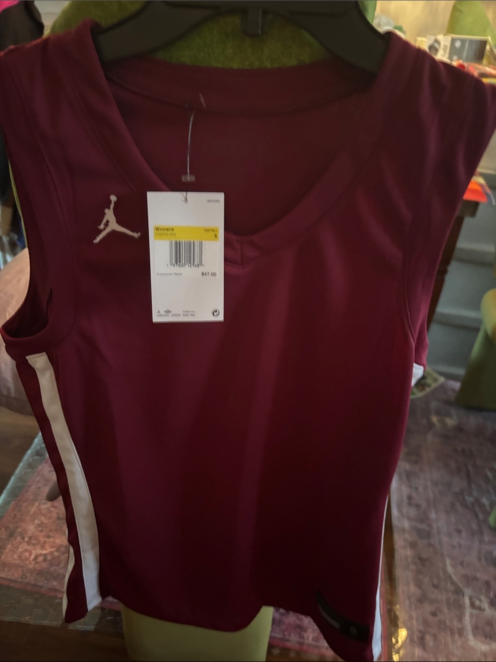 Jordan Women’s Maroon Sleeveless Jersey with White Side Stripe
